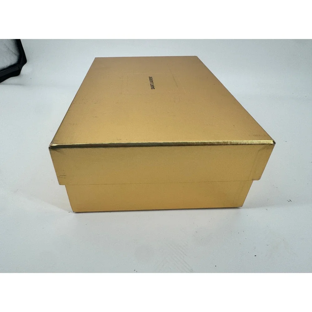 Saint Laurent Shoe Box Unisex Large Gold Metallic Textured Logo Designer Storage
